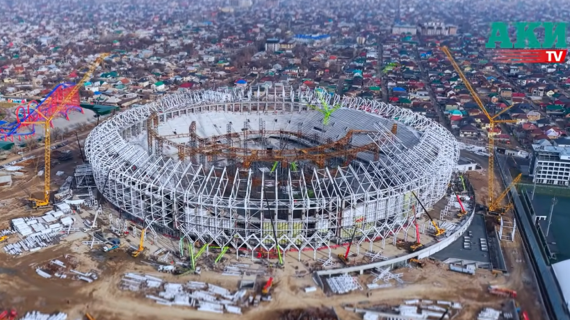 Стадион «Бишкек Арена»: Монтаж внешних металлоконструкций и крыши